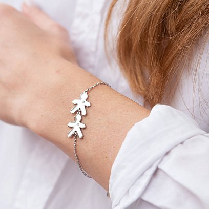 Серебряный браслет "Два мальчика" (возможна гравировка) 2082 №2