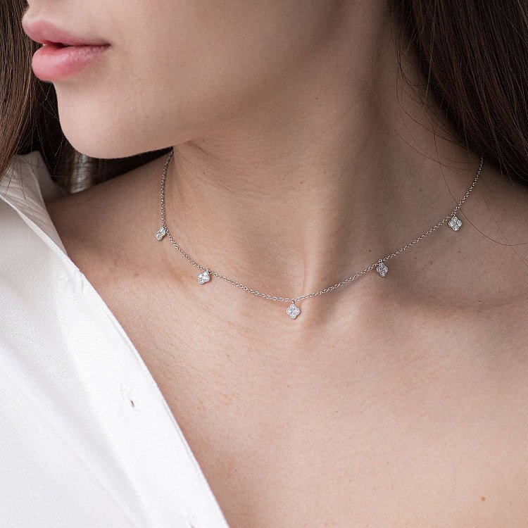 Золоте кольє "Конюшина" з діамантами колб0041lg від ювелірного магазину Онікс - 3