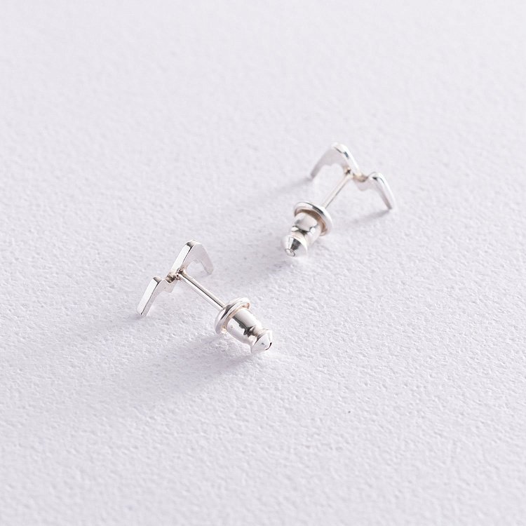 Сережки - пусети "Гори" в сріблі 122916 від ювелірного магазину Онікс - 3