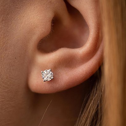 Золотые серьги - пусеты с бриллиантами 329591121 №2