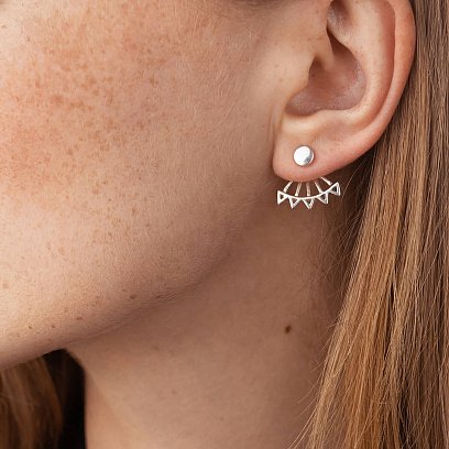 Серьги - джекеты "Фрида" в серебре 123236