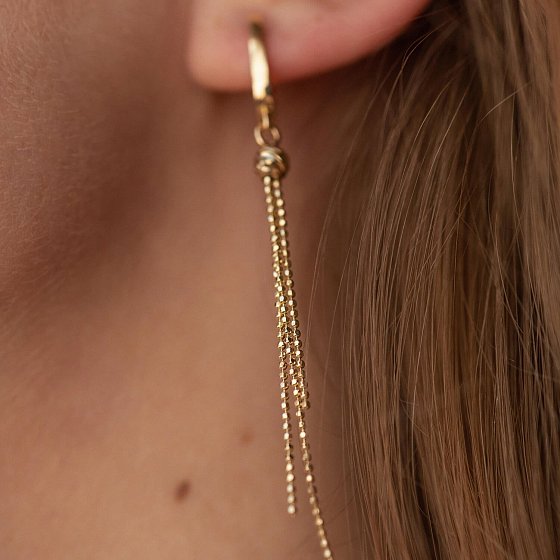 Серьги "Шарики" с цепочками (желтое золото) с08272 №2