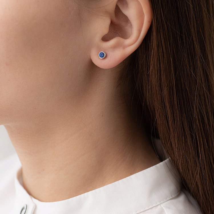 Золоті сережки-пусети з сапфірами сб0293gl від ювелірного магазину Онікс - 2