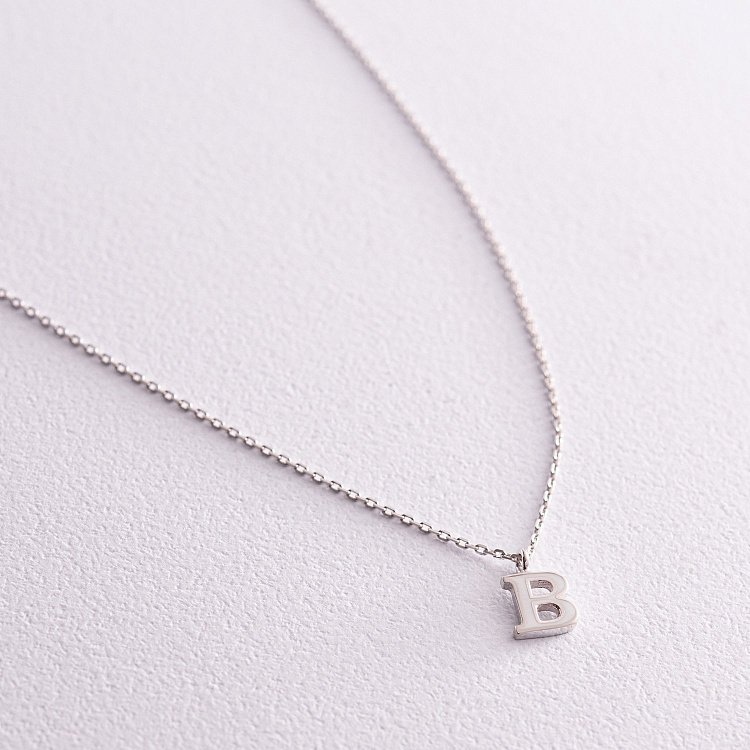 Срібне кольє з літерою В 18617б від ювелірного магазину Онікс