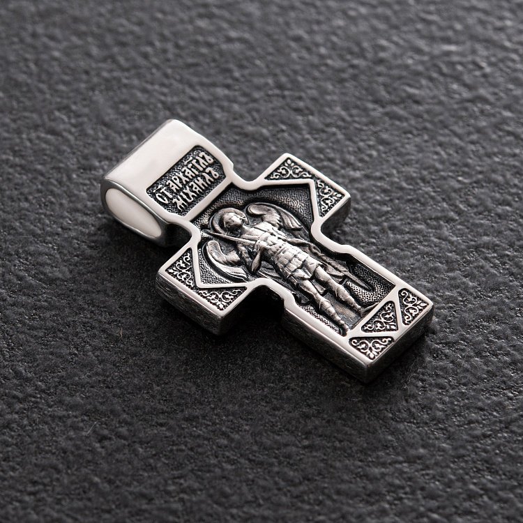 Срібний хрест "Спас Нерукотворний. Святитель Микола. Архангел Михаїл" 13325 від ювелірного магазину Онікс - 2