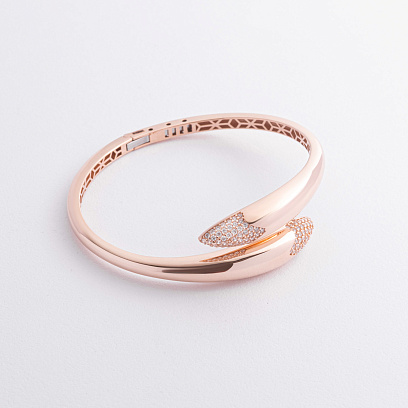 Жорсткий браслет "Rosemarie" у червоному золоті (фіаніти) б05581 №3