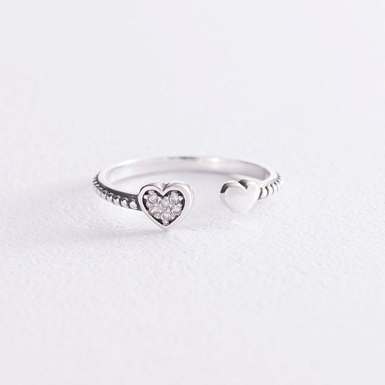 Серебряное кольцо "Сердечко" с фианитами 3886
