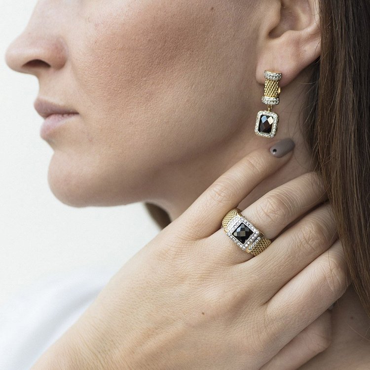 Сережки із золота з фіанітами с03372 від ювелірного магазину Онікс - 3