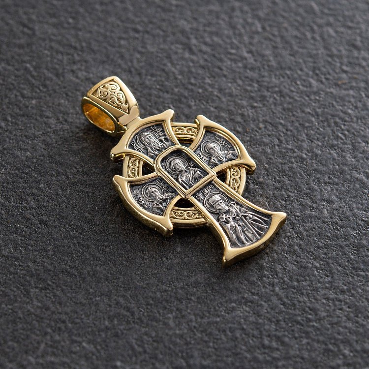 Православный крест "Господь Вседержитель. Икона Божией Матери" 131460 от ювелирного магазина Оникс - 2