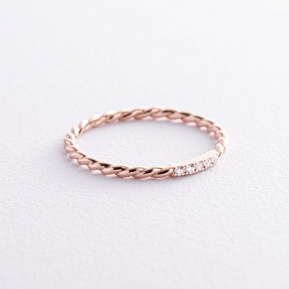 Кольцо "Мелоди" с фианитами (красное золото) к07546 №8