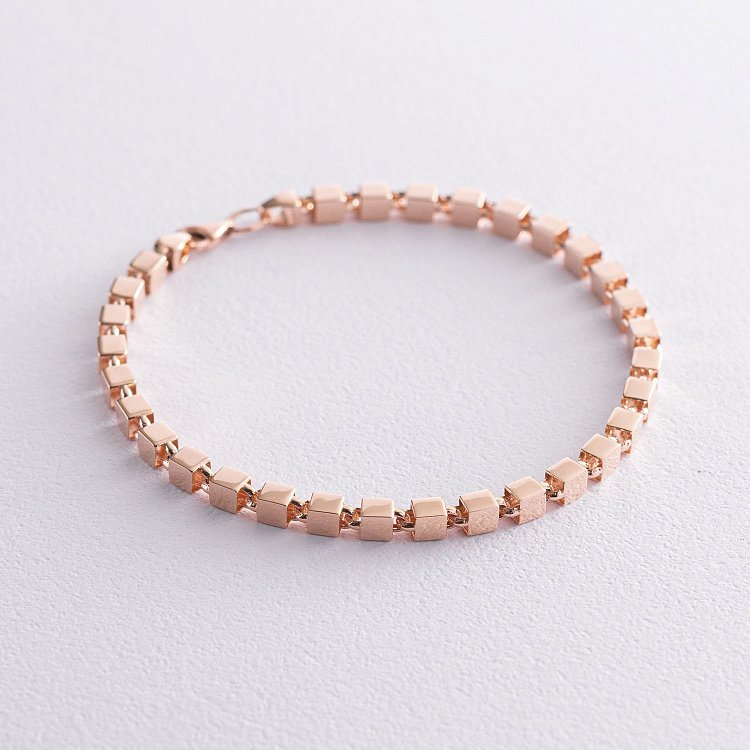 Браслет "Кубики" в красном золоте б04371 от ювелирного магазина Оникс