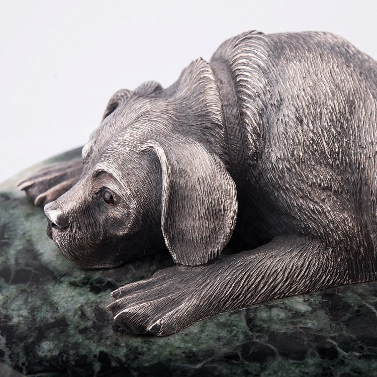 Срібна фігура ручної роботи "Собака відпочиває" сер00005 від ювелірного магазину Онікс - 2