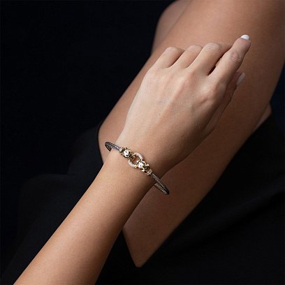 Золотий браслет "Пантери" (фіаніт, емаль) б02790 №2