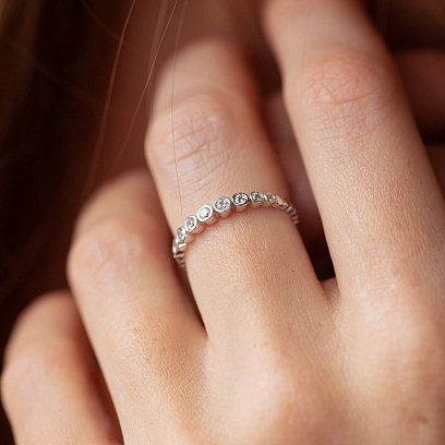 Золота каблучка з фіанітами к07536 №6