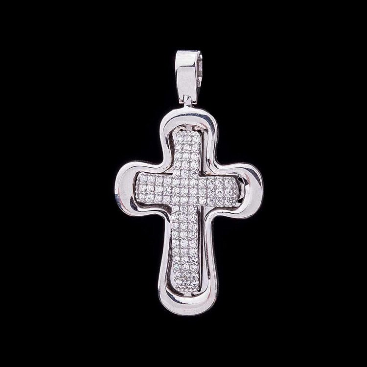 Золотий хрестик з фіанітами п02237 від ювелірного магазину Онікс - 2