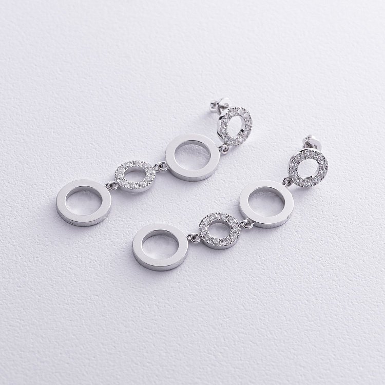 Золоті сережки - пусети "Кругообіг" з діамантами 36871121 від ювелірного магазину Онікс - 3