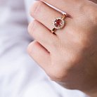 Золотое кольцо с розовым и белыми фианитами к06839 от ювелирного магазина Оникс - 2