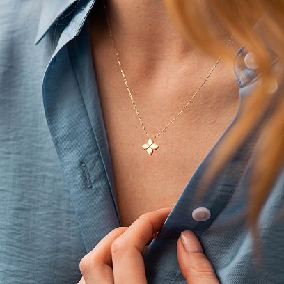 Колье "Клевер" в желтом золоте кол02437 №5