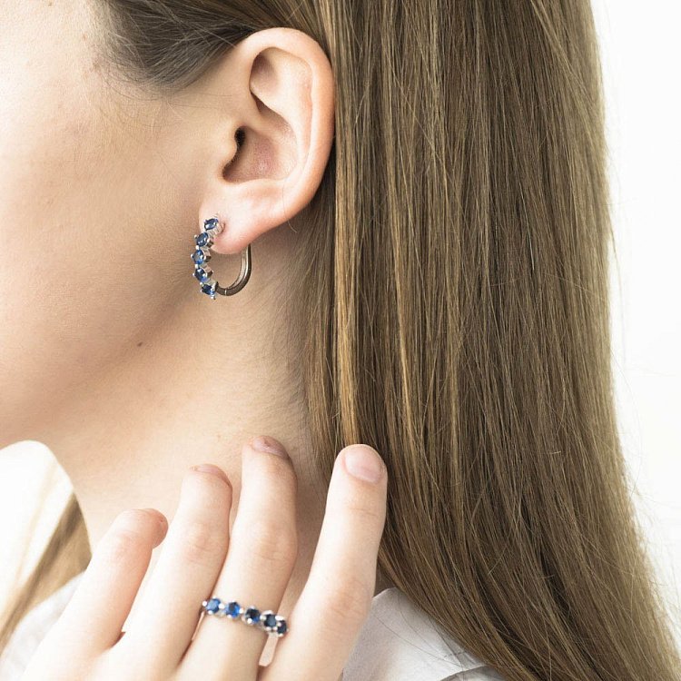 Срібні сережки з фіанітами 122097 від ювелірного магазину Онікс - 2