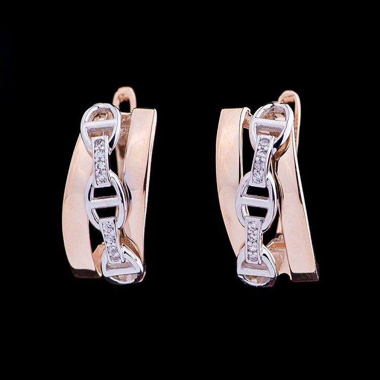 Золоті сережки з фіанітами с04478 від ювелірного магазину Онікс - 1