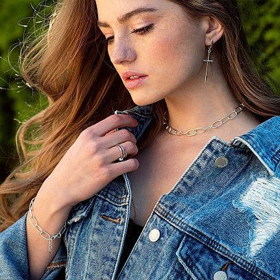 Срібні сережки "Хрести" 122591 №4