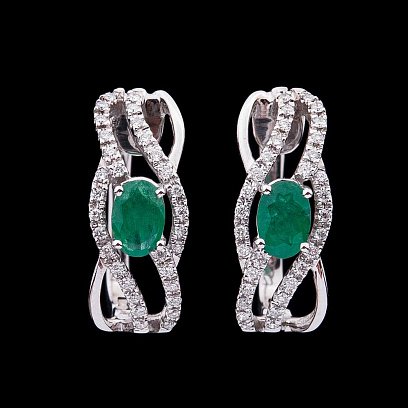 Золоті сережки з смарагдами і діамантами кзс355