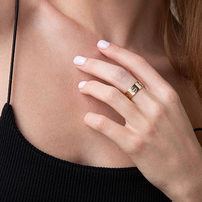 Кольцо "Love" в желтом золоте к04711 №7