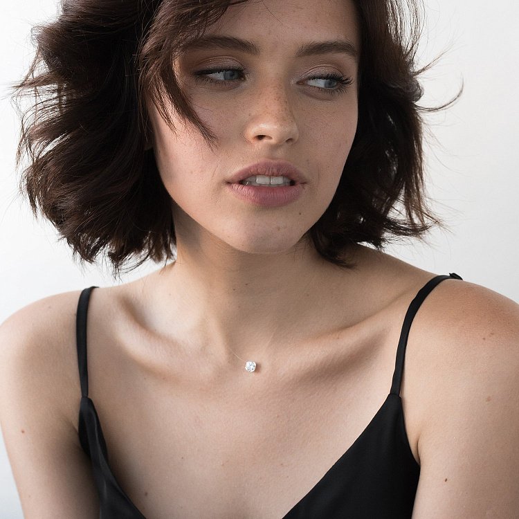 Камушек на леске (фианит в золоте) кол01069 от ювелирного магазина Оникс - 6