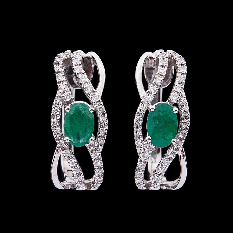 Золоті сережки з смарагдами і діамантами кзс355 від ювелірного магазину Онікс