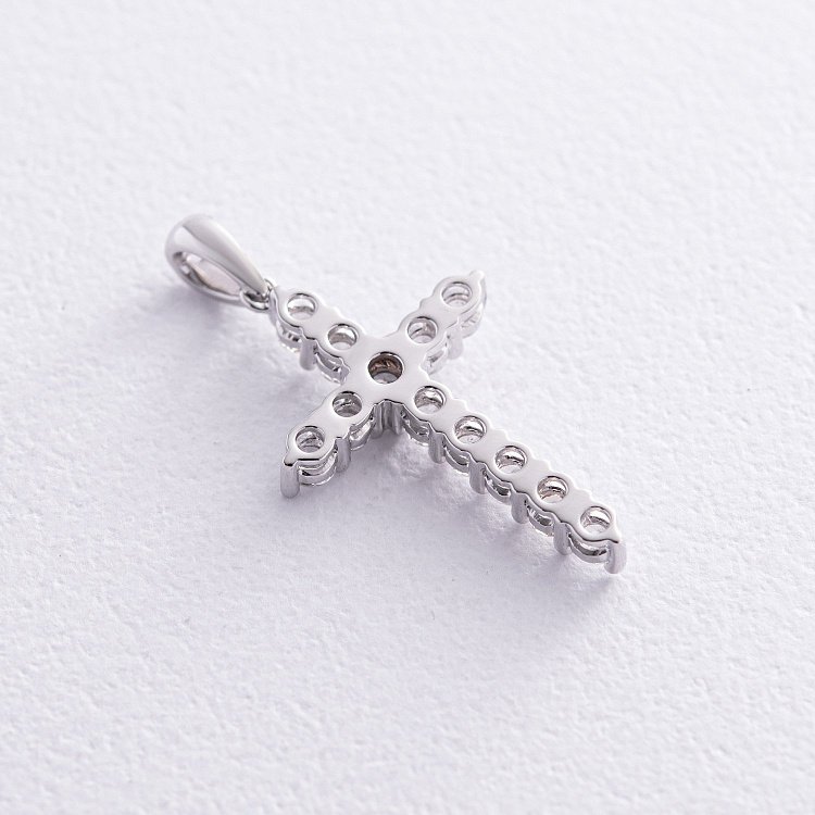 Хрестик у білому золоті з діамантами пб0313mr від ювелірного магазину Онікс - 2