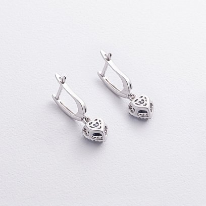 Срібні сережки "Сердечки" з сапфірами і сапфірами 2532/1p-HSPH №2