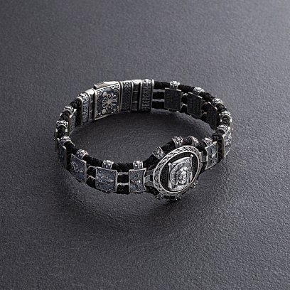 Серебряный браслет "Спас Нерукотворный" (эбеновое дерево) 1318 №5