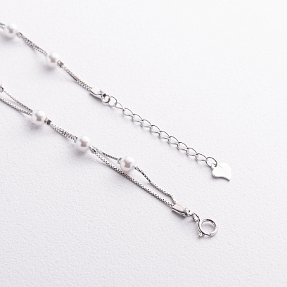 Срібний браслет з перлами 141907 №3