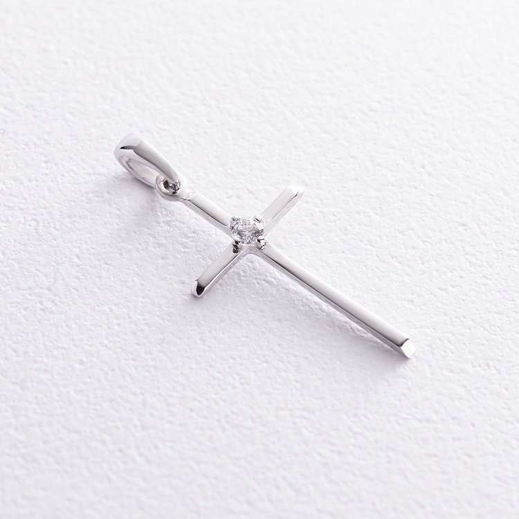 Золотий хрестик з фіанітом п01871 від ювелірного магазину Онікс