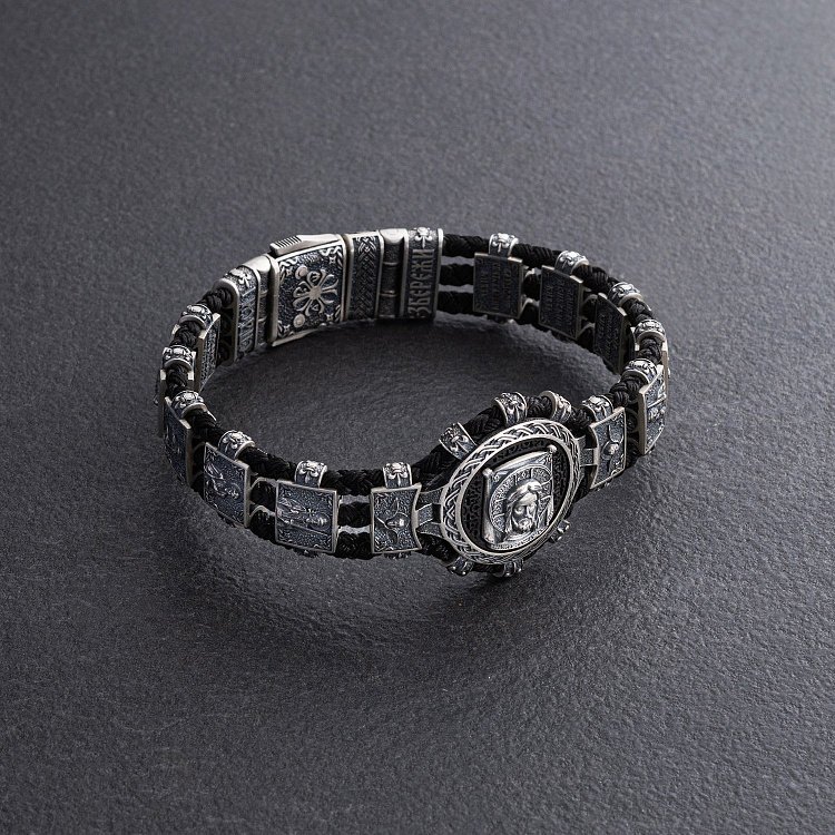 Серебряный браслет "Спас Нерукотворный" (эбеновое дерево) 1318 от ювелирного магазина Оникс - 4