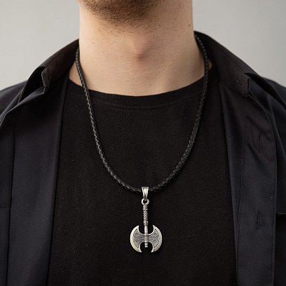 Серебряный кулон "Двойной топор" 7049 №4