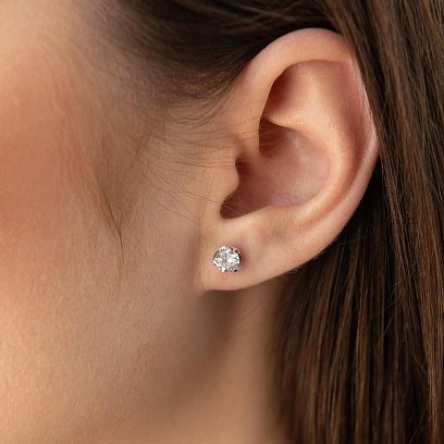 Сережки - пусети з фіанітами (біле золото) с06155 №4