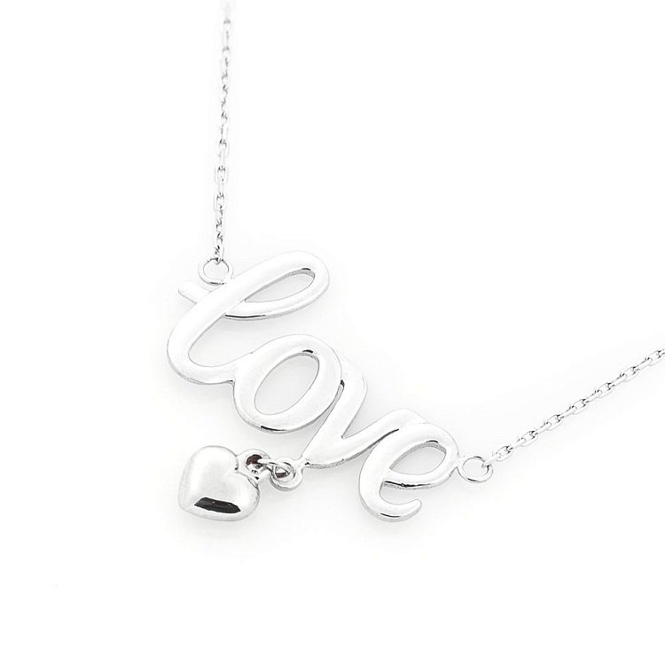 Золотое колье "Love" с сердечком кол01117 от ювелирного магазина Оникс