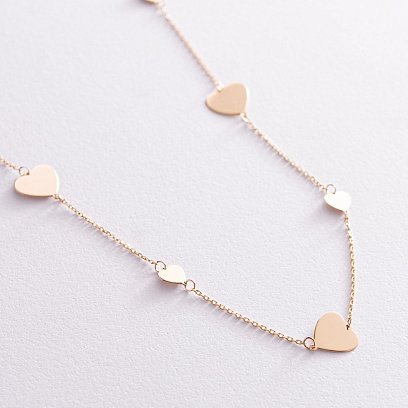 Колье "Сердечки" в желтом золоте кол02140 №3