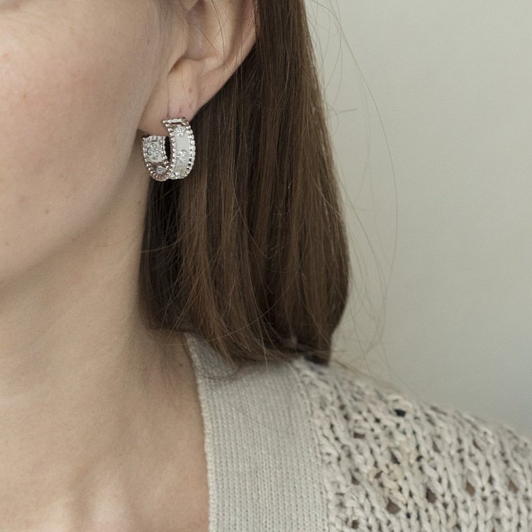 Серьги с фианитами "Клевер" 122069 от ювелирного магазина Оникс - 3