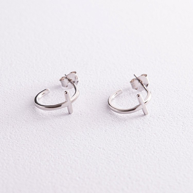 Срібні сережки - пусети "Хрестики" 123249 від ювелірного магазину Онікс - 2