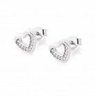 Срібні сережки-пусети "Серця" з фіанітами 121742 от ювелирного магазина Оникс