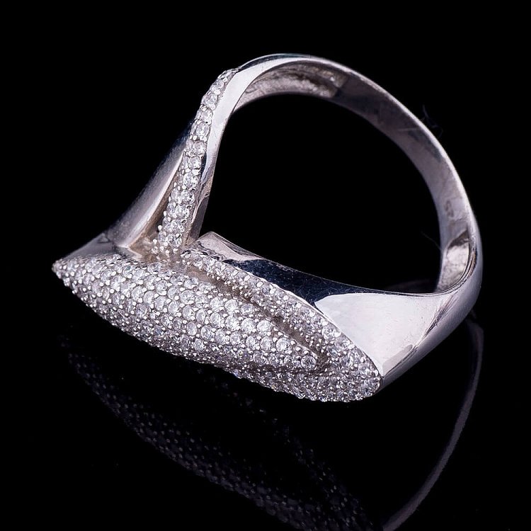 Кольцо (фианиты, родий) 111237 от ювелирного магазина Оникс - 1