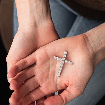 Золотий хрестик з діамантами пб0168ca №7