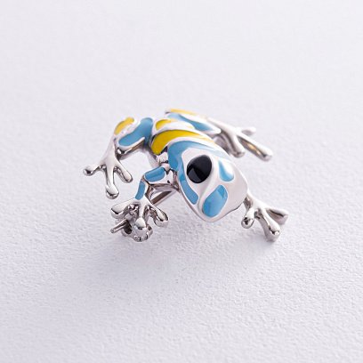 Серебряная брошь "Украинская лягушка" с эмалью 414 №3