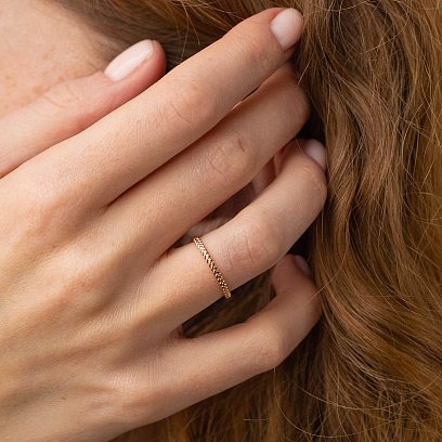 Кольцо "Косичка" в красном золоте к07159 №4