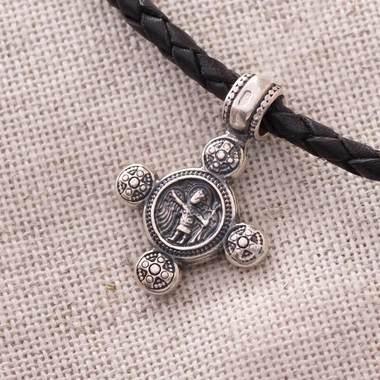 Серебряный крестик с чернением "Спас Нерукотворный. Ангел Хранитель" 13447 от ювелирного магазина Оникс - 5