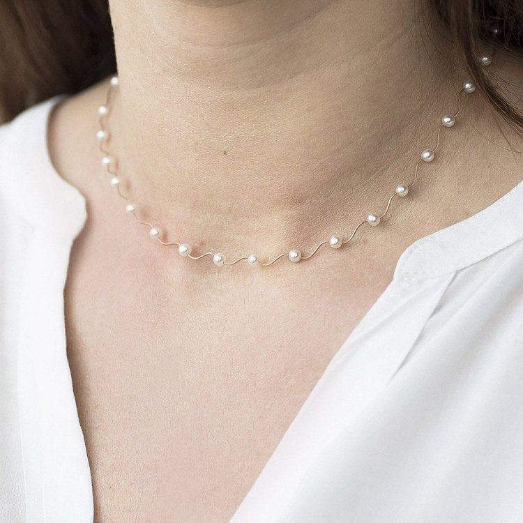 Золотое колье с культ. пресн. жемчугом кол00292 от ювелирного магазина Оникс