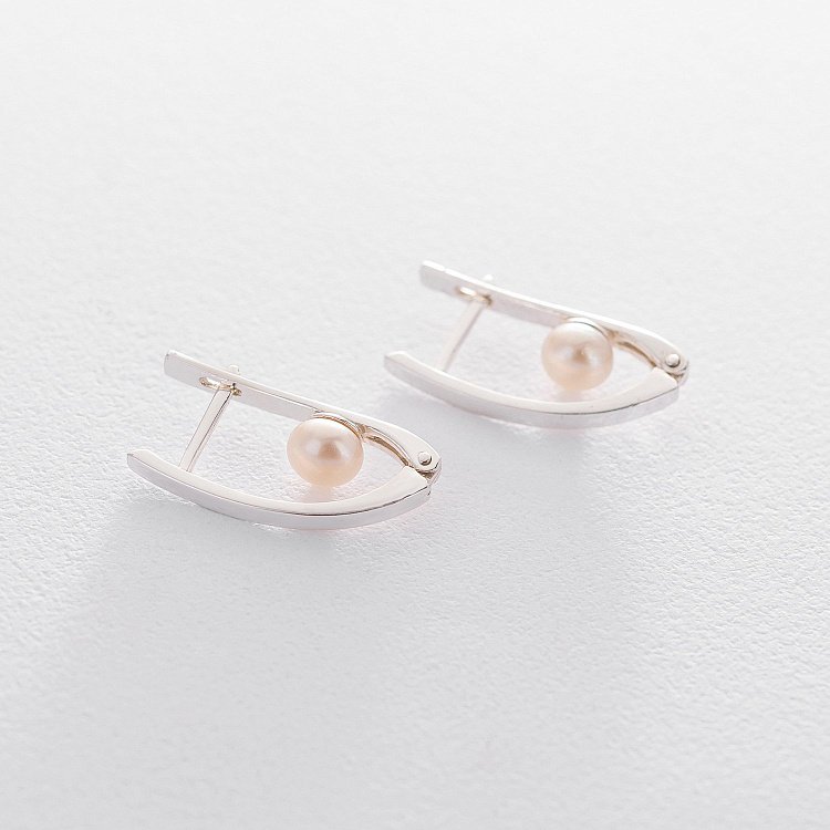 Срібні сережки з культ. прісн. перлами 12975 від ювелірного магазину Онікс