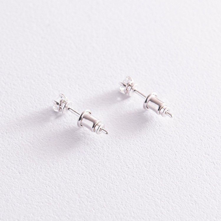 Срібні сережки - пусети з фіанітами 121892 від ювелірного магазину Онікс - 3